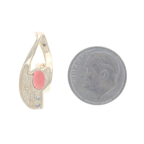 Yellow Gold Garnet Diamond Pendant - 14k Oval 1.48ctw - Picture 3 of 4